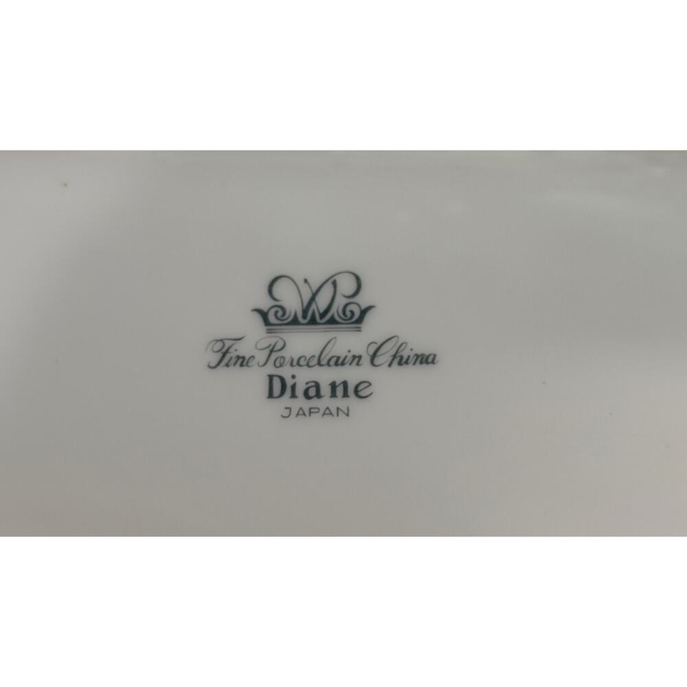 Vintage Diane Japan Fine Porcelain 8" Covered Butter Dish Platinum Trim - Picture 5 of 6